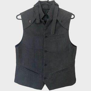 Y2K Mik Cire By Eric Kim Button-Up Utility Vest Men's Size Large Charcoal Gray